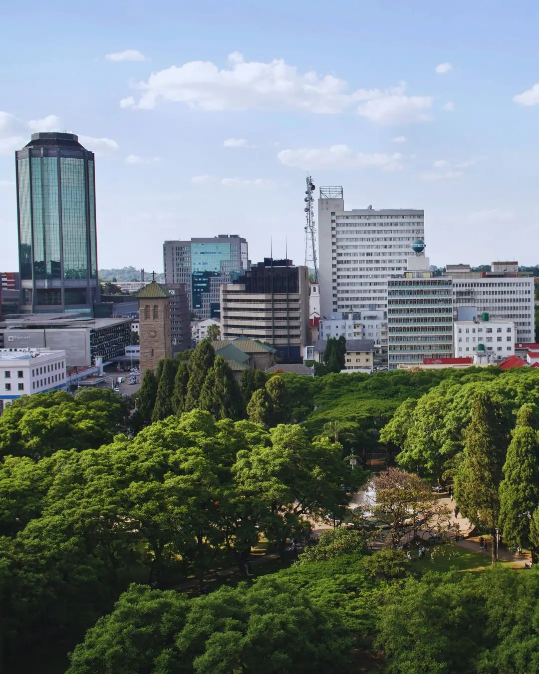 Harare skyline and green spaces